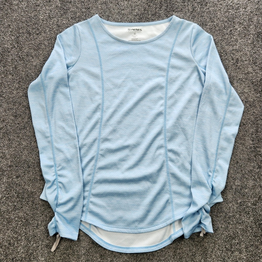 Simms Shirt Womens Medium Light Blue Long Sleeve Fishing Performance‎ Polyester